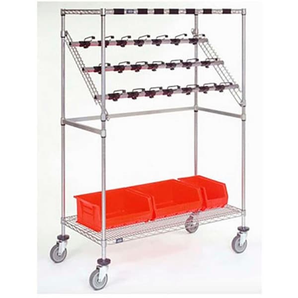 Nexel Chrome Catheter Procedure Cart, 5in Swivel Casters, 24inL x 60inW x 68inH CPC2460C - main